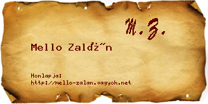 Mello Zalán névjegykártya